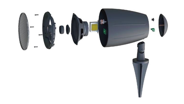 Durable 5 inch landscape speakers with flexible 70V/100V/8 ohm wiring for commercial projects